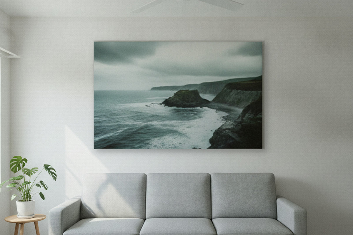Large canvas print above a three-seater sofa in a Singapore HDB living room