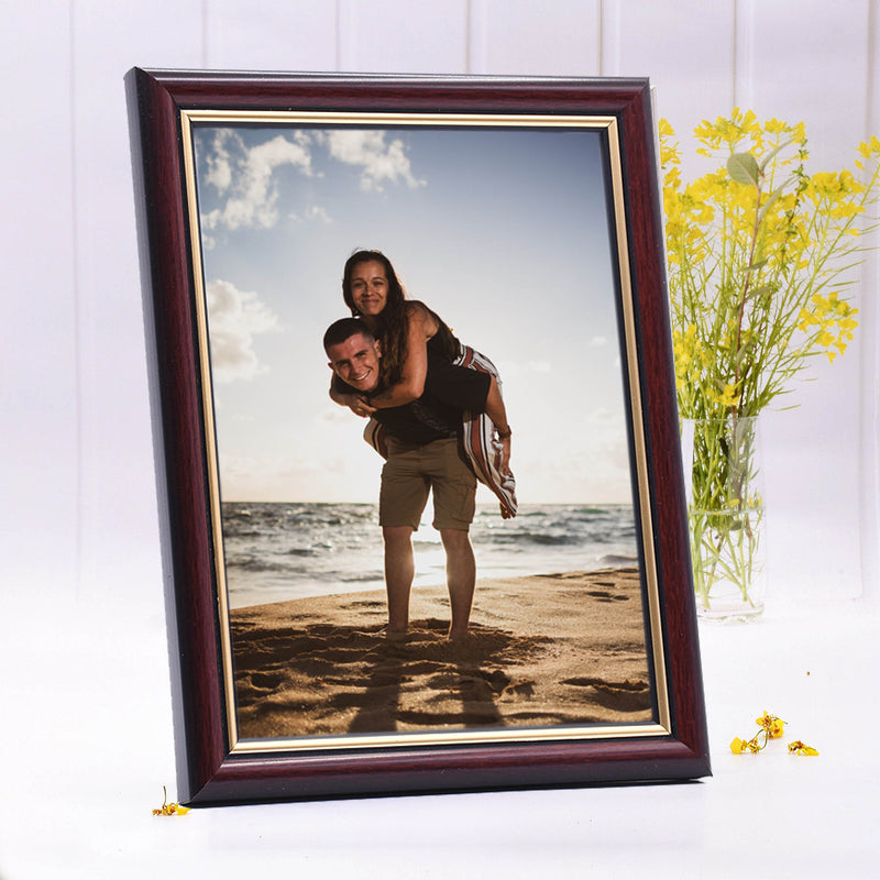 Maroon with Gold Lining Wooden Framed Print