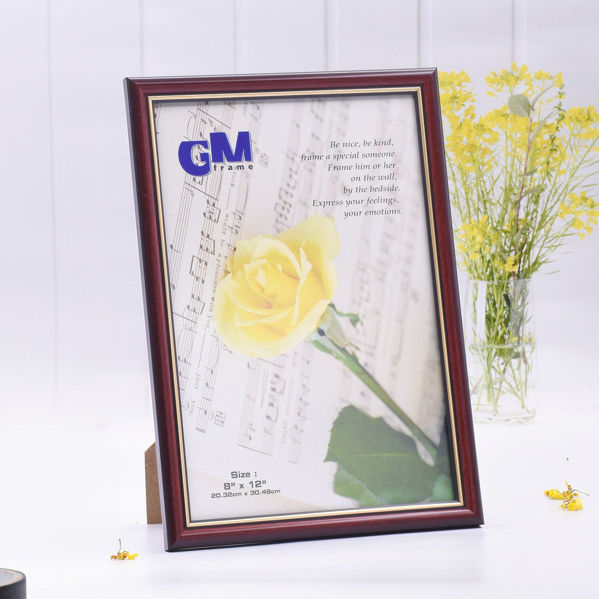 Maroon with Gold Lining Wooden Framed Print