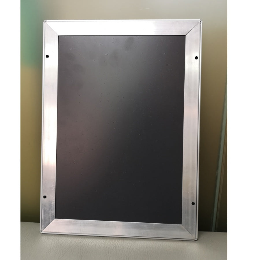 Square-corner aluminium front-opening snap frame, silver