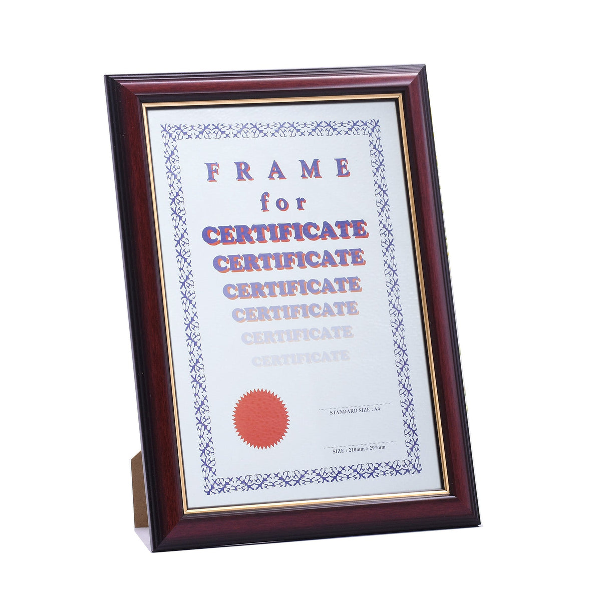 Burgundy with Gold Lining Wooden Framed Print