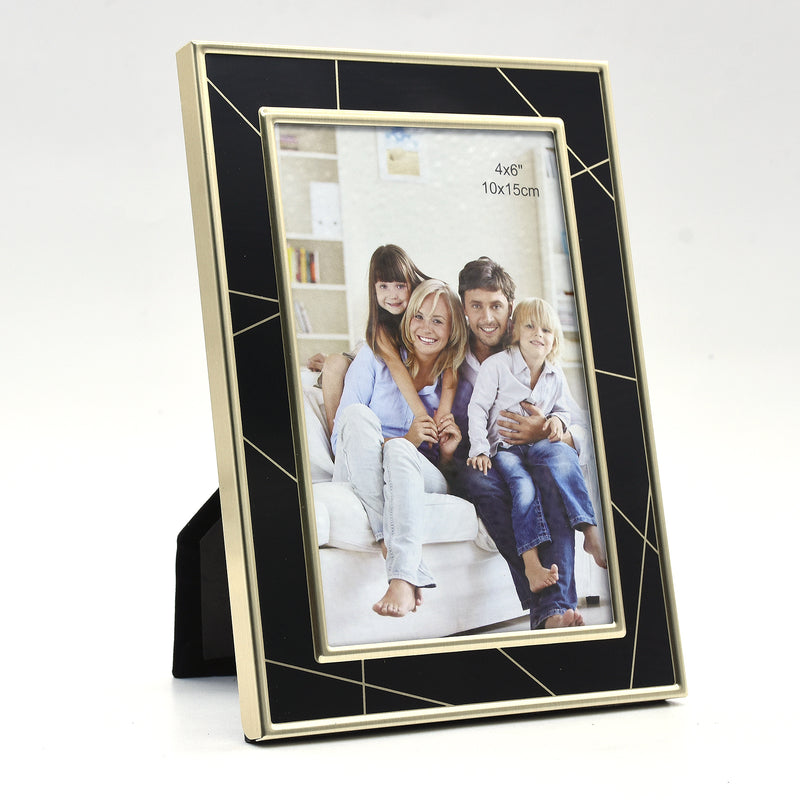 Black Textured Aluminum Framed Print with Gold Lining