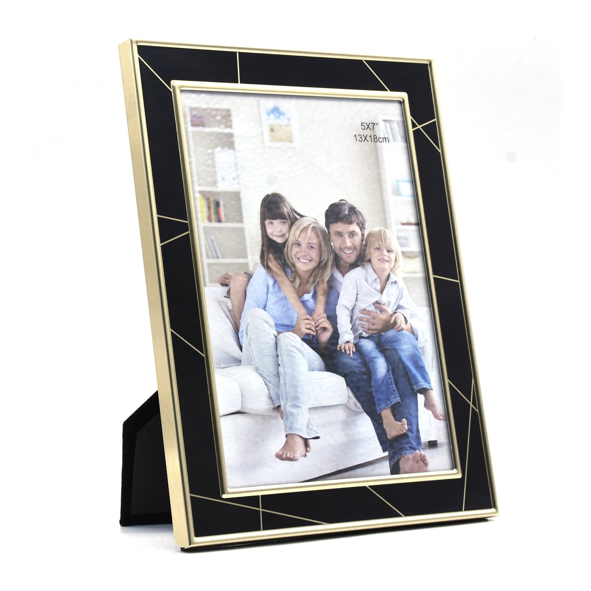 Black Textured Aluminum Framed Print with Gold Lining
