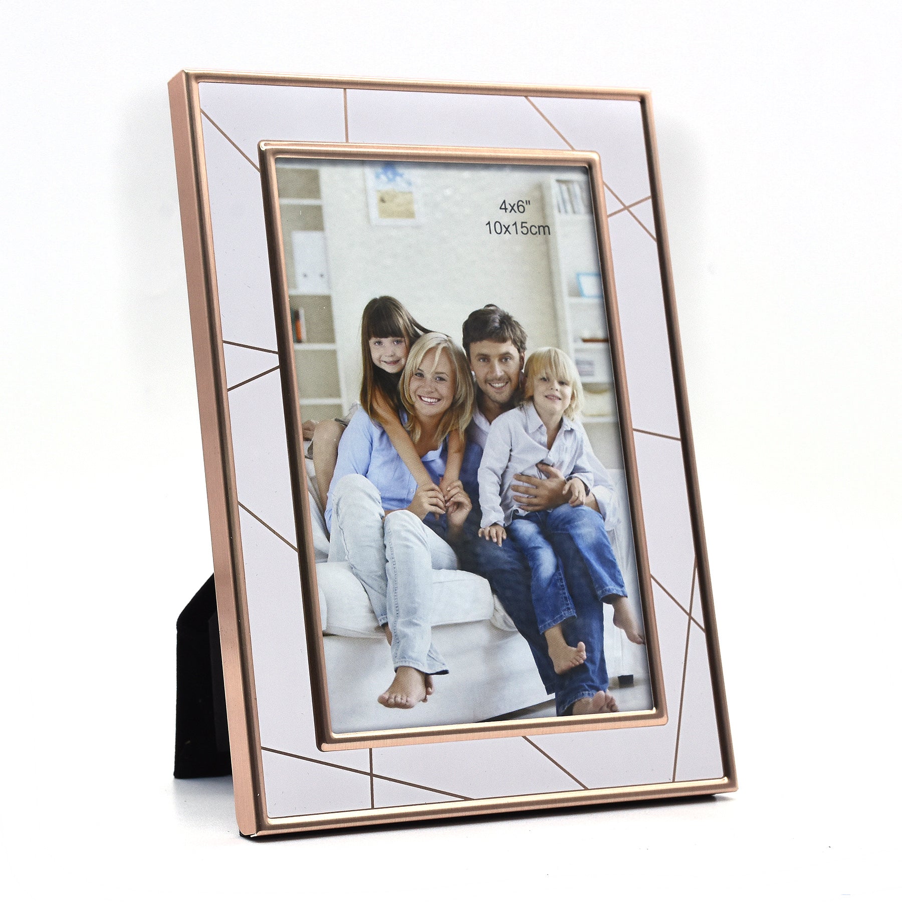 White Textured Aluminum Photo Frame with Gold Lining