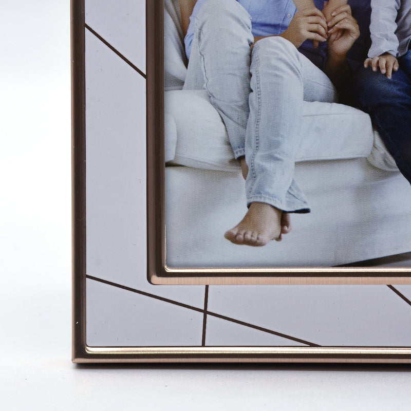 White Textured Aluminum Framed Print with Gold Lining