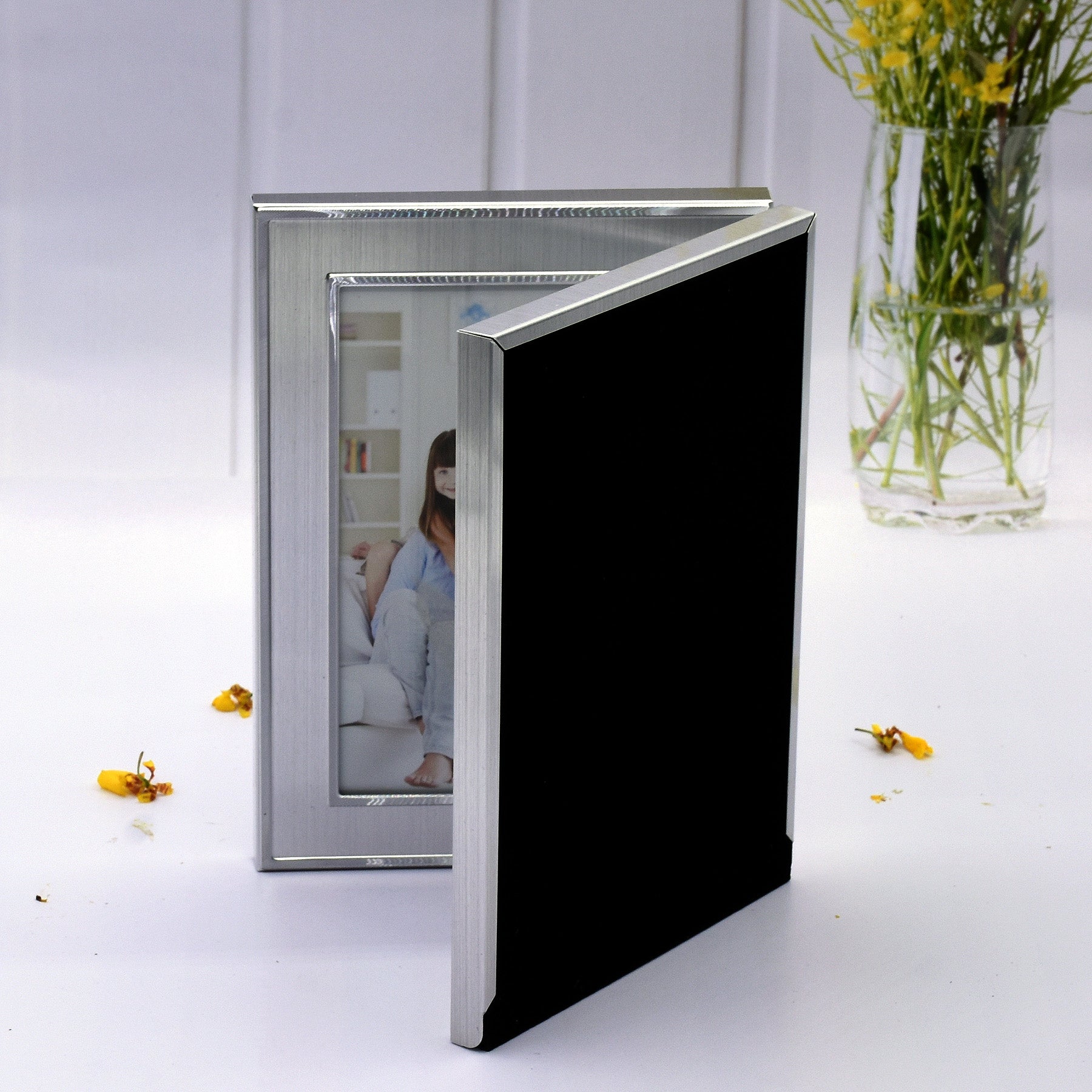 Double 4R Silver Aluminum Photo Frame (Portrait)