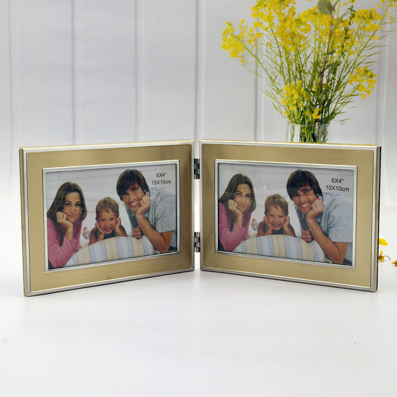 Double 4R Gold Aluminum Framed Print