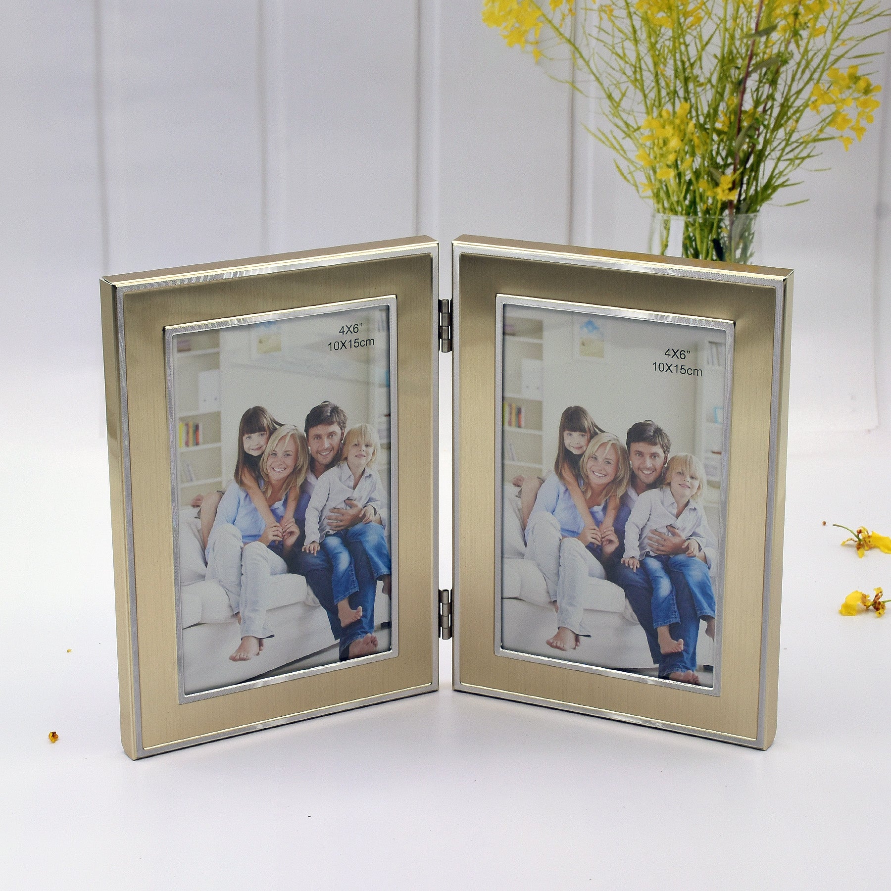 Double 4R Gold Aluminum Framed Print (Portrait)