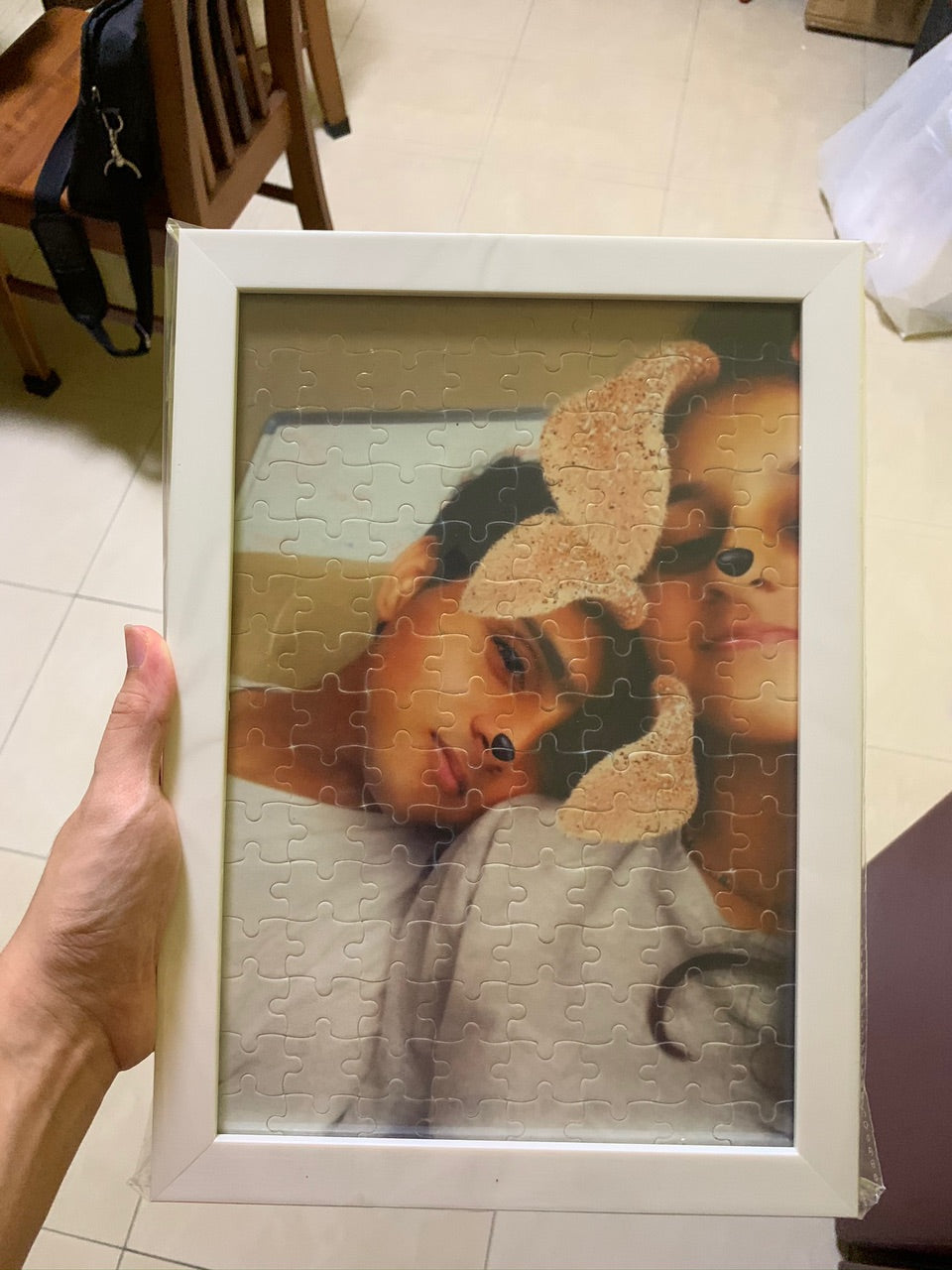 A5 80-piece photo jigsaw puzzle, portrait, white frame