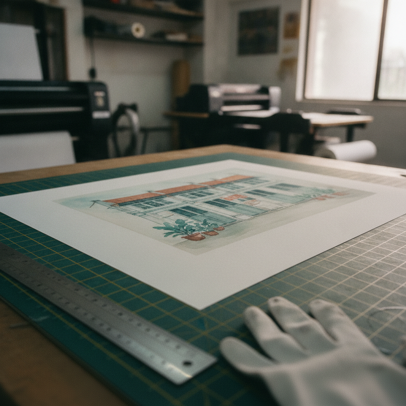 Close-up of the felt texture of Hahnemühle German Etching 310 under raking light