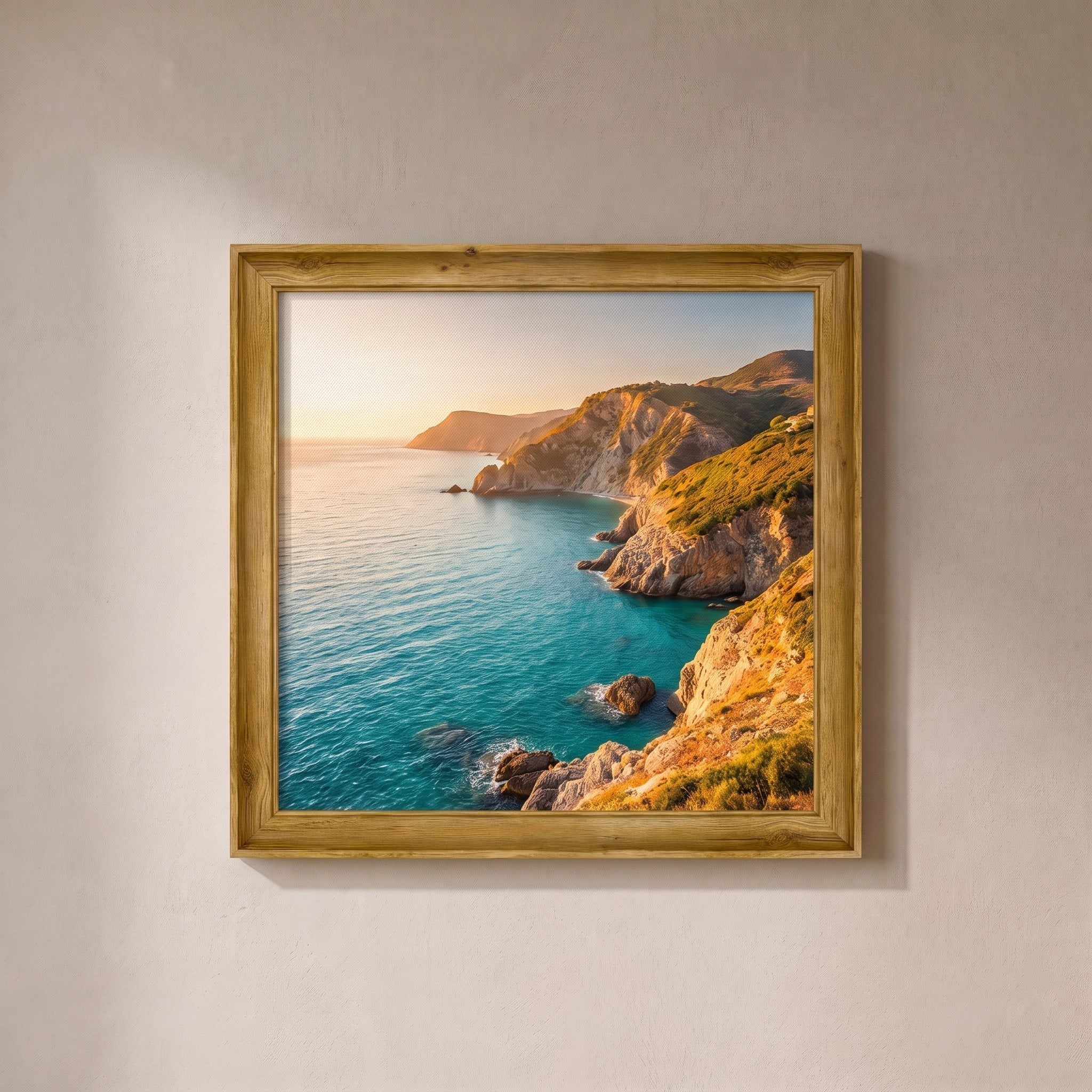 Large framed canvas in Pine (3178LB) frame — flat mounted, no glass
