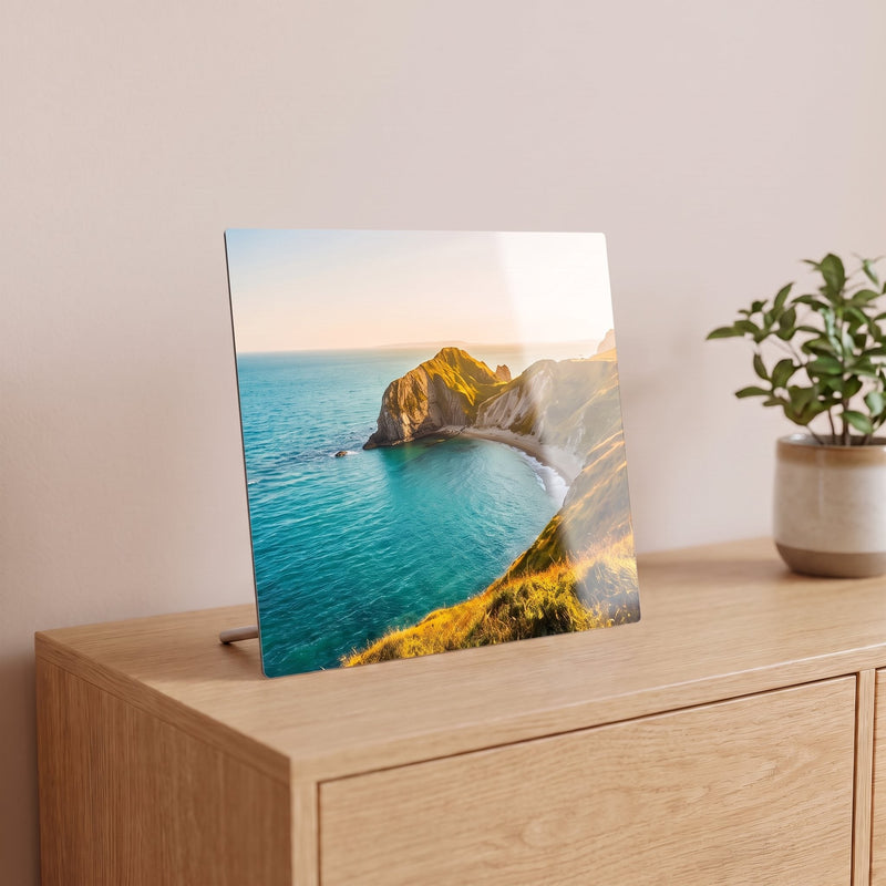 HD metal print standing on rear metal stand