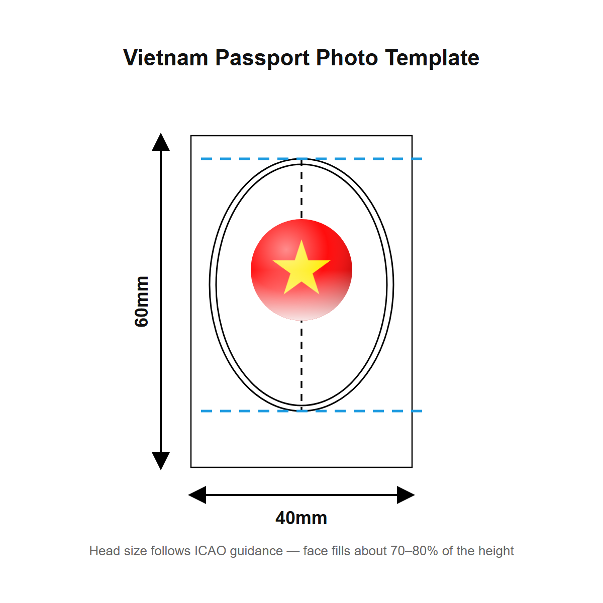 Vietnam passport photo template — 40 × 60 mm